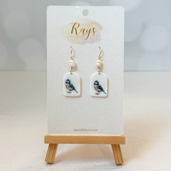 Bird Earrings - Eurasian Blue Tit