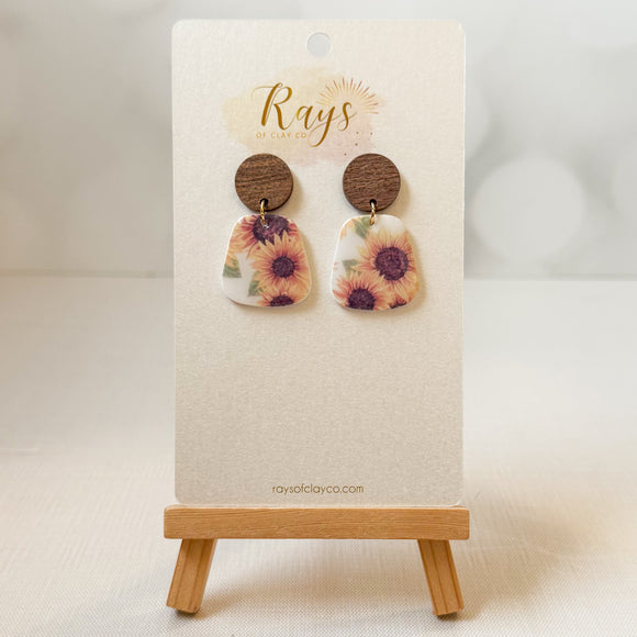Sunflower Print Earrings - Style B