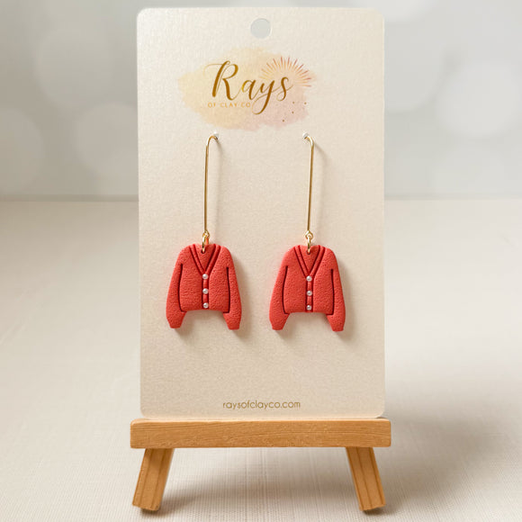 Sparkly Orange Cardigan Earrings