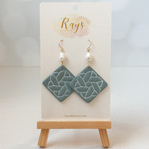 Sage Farmhouse Tile Earrings