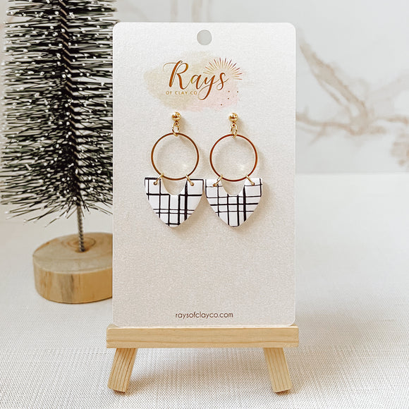 [GOLD EARWIRE] Tartan Plaid Dangle Earrings