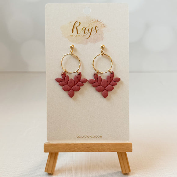Red Leaf Bunch Earrings