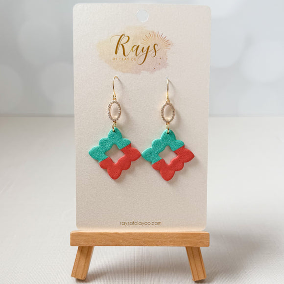 Sparkly Orange & Teal Earrings