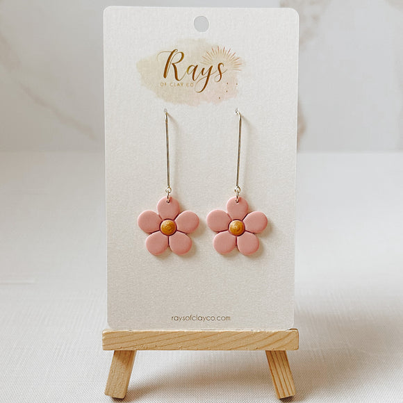 Pink Daisy Dangle Earrings