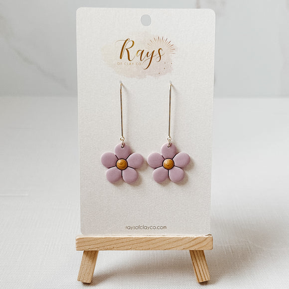 Purple Daisy Dangle Earrings