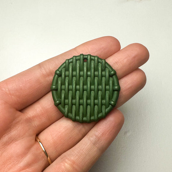 Hunter Green Woven Acrylic Circle Charms