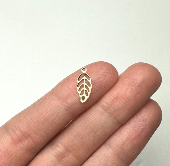 18K Gold Plated Stainless Steel Leaf Charms