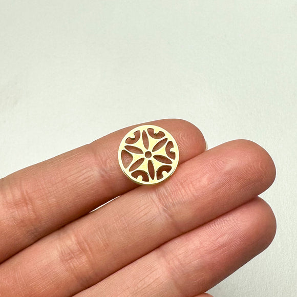 18K Gold Plated Floral Circle Connector Charms