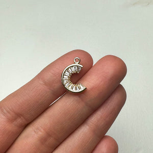 18K Gold Plated Cubic Zirconia Moon Charms