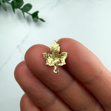 18K Gold Maple Leaf Earring Posts with Loop — Fall Findings