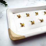 18K Gold Maple Leaf Earring Posts with Loop — Fall Findings