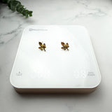 18K Gold Maple Leaf Earring Posts with Loop — Fall Findings