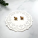18K Gold Maple Leaf Earring Posts with Loop — Fall Findings