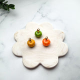 18K Gold Enamel Pumpkin Charms — Mini Fall Pumpkins (Orange, Yellow, Green)