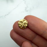 18K Gold Hammered Disc Earring Posts with Loop — Backs Included