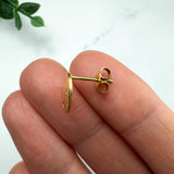 18K Gold Hammered Disc Earring Posts with Loop — Backs Included