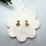 18K Gold Hammered Disc Earring Posts with Loop — Backs Included