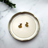 18K Gold Hammered Disc Earring Posts with Loop — Backs Included