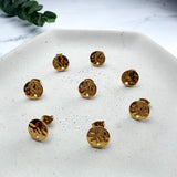 18K Gold Hammered Disc Earring Posts with Loop — Backs Included