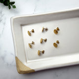 18K Gold Hammered Disc Earring Posts with Loop — Backs Included