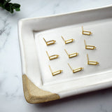 18K Gold Rectangle Earring Posts with Loop — Open Frame Studs