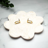 18K Gold Rectangle Earring Posts with Loop — Open Frame Studs