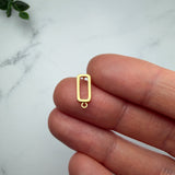 18K Gold Rectangle Earring Posts with Loop — Open Frame Studs