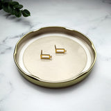 18K Gold Rectangle Earring Posts with Loop — Open Frame Studs