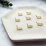 18K Gold Rectangle Earring Posts with Loop — Open Frame Studs