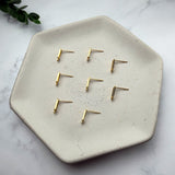 18K Gold Rectangle Earring Posts with Loop — Open Frame Studs