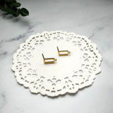 18K Gold Rectangle Earring Posts with Loop — Open Frame Studs