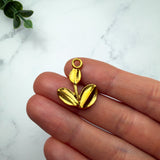Green Enamel Leaf Charm — 18K Gold Plated Botanical Pendant