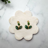 Green Enamel Leaf Charm — 18K Gold Plated Botanical Pendant