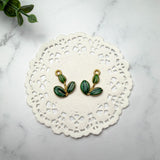Green Enamel Leaf Charm — 18K Gold Plated Botanical Pendant