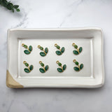 Green Enamel Leaf Charm — 18K Gold Plated Botanical Pendant