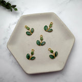 Green Enamel Leaf Charm — 18K Gold Plated Botanical Pendant