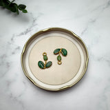 Green Enamel Leaf Charm — 18K Gold Plated Botanical Pendant