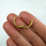 18K Gold Huggie Hoops with Loop — Hinged Hoop Findings