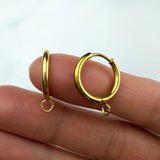 18K Gold Huggie Hoops with Loop — Hinged Hoop Findings