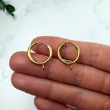 18K Gold Huggie Hoops with Loop — Hinged Hoop Findings
