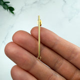 18K Gold Bar Stud Earring Posts with Loop — Minimalist Findings