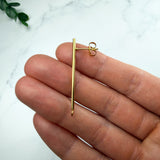 18K Gold Bar Stud Earring Posts with Loop — Minimalist Findings