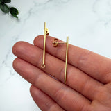 18K Gold Bar Stud Earring Posts with Loop — Minimalist Findings