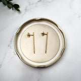 18K Gold Bar Stud Earring Posts with Loop — Minimalist Findings