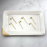 18K Gold Bar Stud Earring Posts with Loop — Minimalist Findings