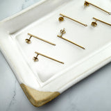 18K Gold Bar Stud Earring Posts with Loop — Minimalist Findings
