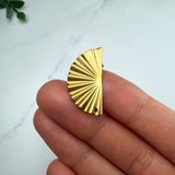 18K Gold Sunburst Fan Stud Posts with Loop — Statement Findings