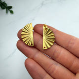 18K Gold Sunburst Fan Stud Posts with Loop — Statement Findings