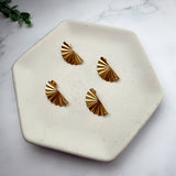 18K Gold Sunburst Fan Stud Posts with Loop — Statement Findings