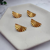18K Gold Sunburst Fan Stud Posts with Loop — Statement Findings